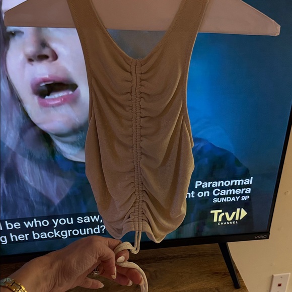 Cream Ruched Tank Top - Picture 4 of 5